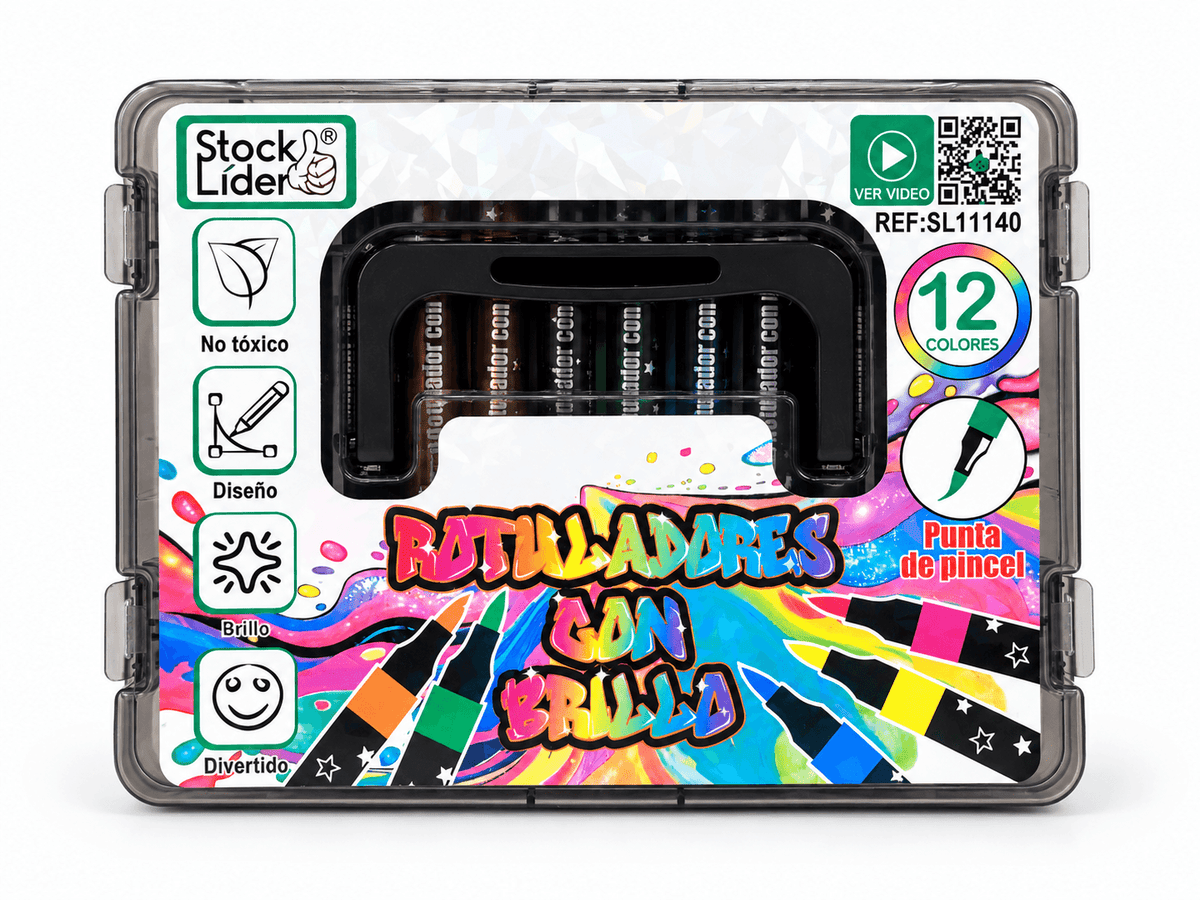 Rotuladores con brillo · 12 colores para crear